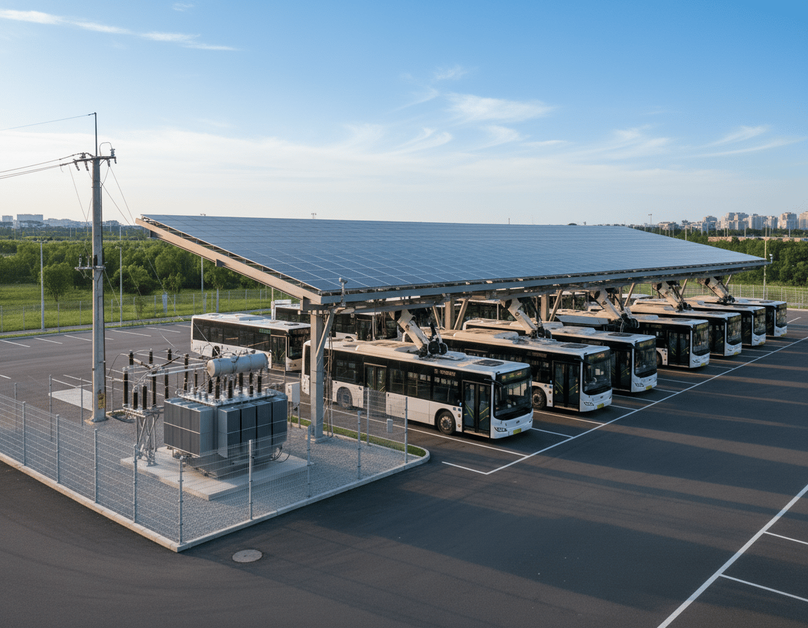 Busbahnhof mit Pantografen